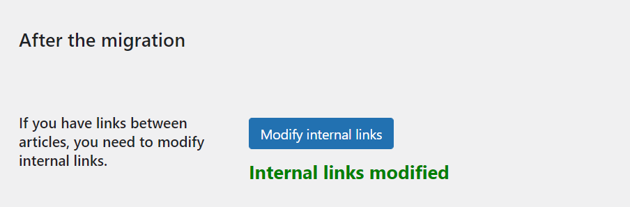 Modify internal links after the migration