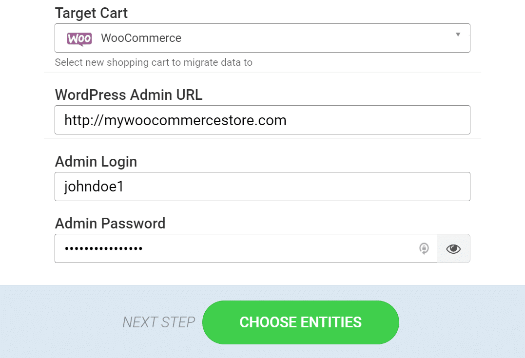 Enter WordPress login details