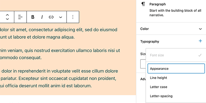 Typography controls