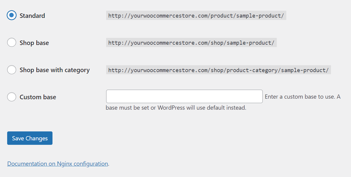 Changing the store URL structure in WordPress