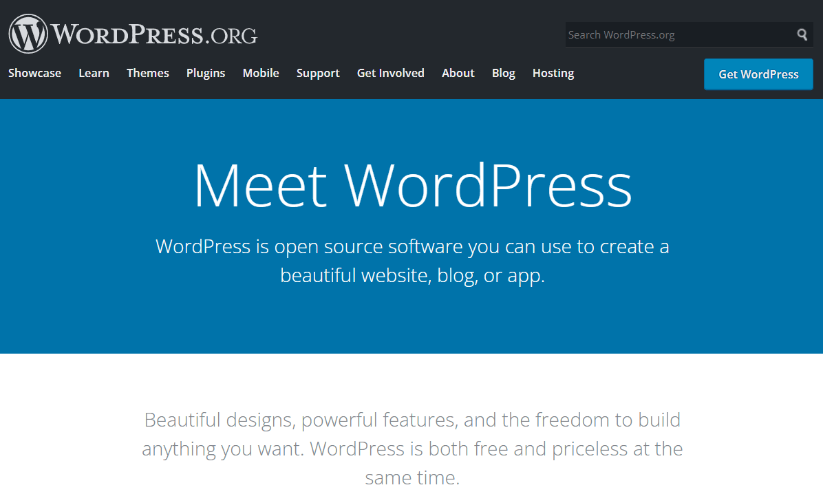 WordPress.org homepage