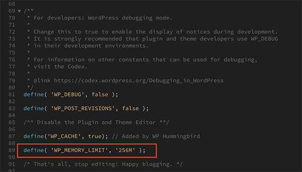 wp-config increase memory