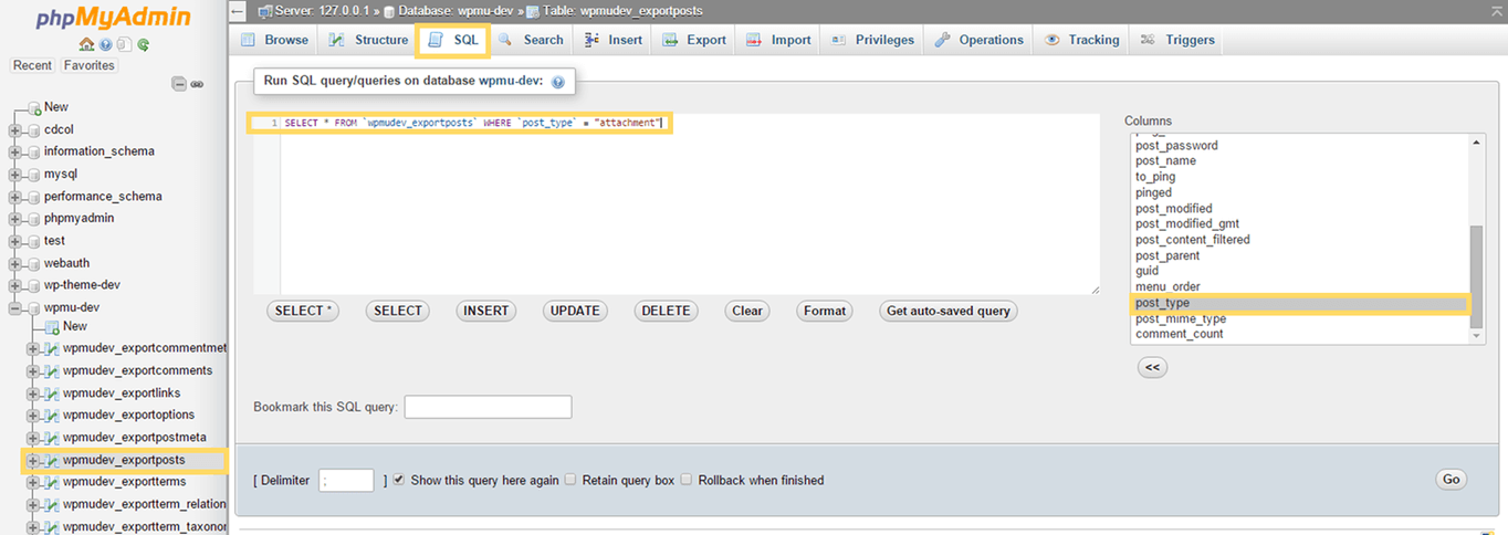 wp_posts table SQL.