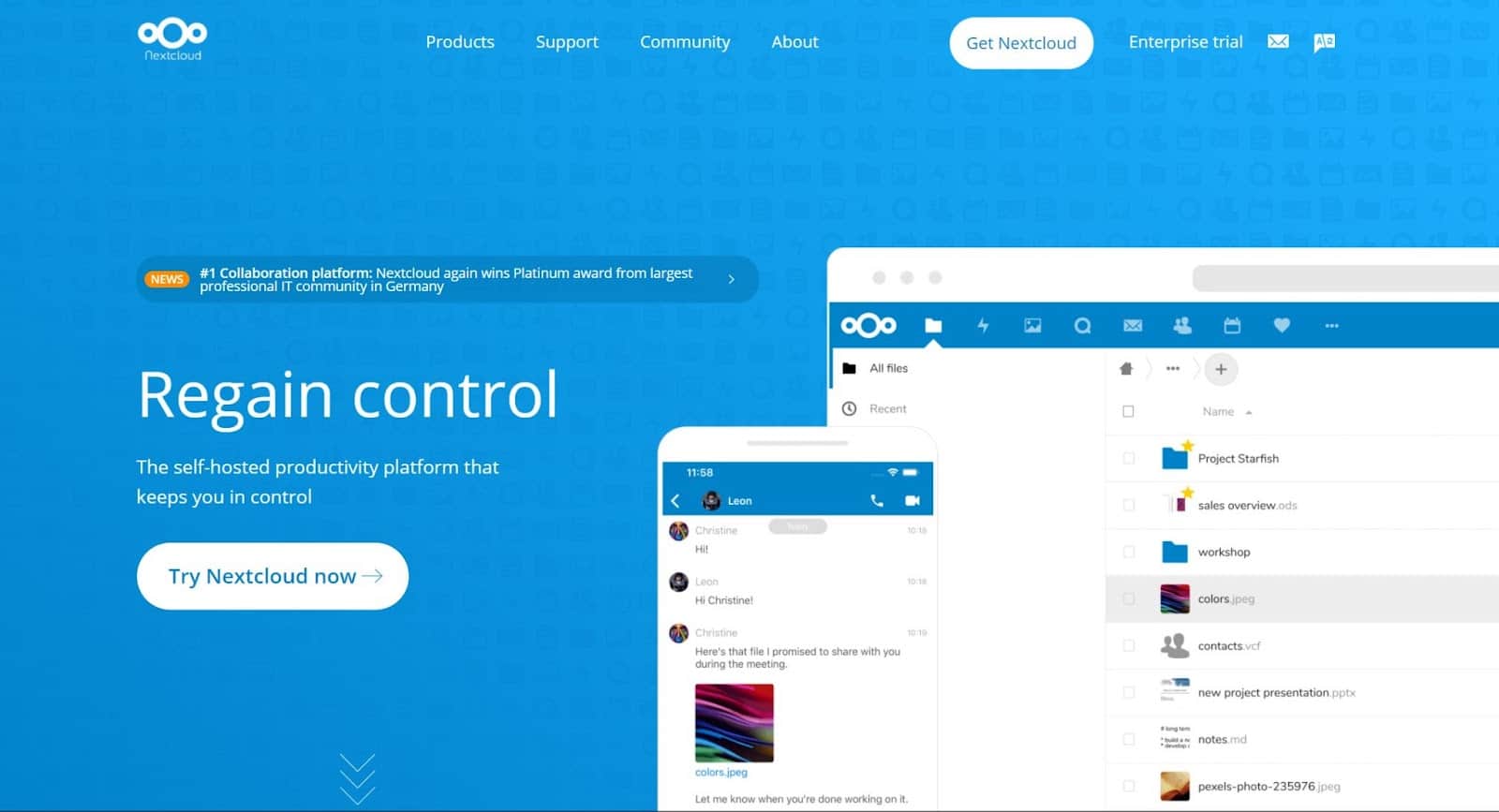 Nextcloud's website homepage