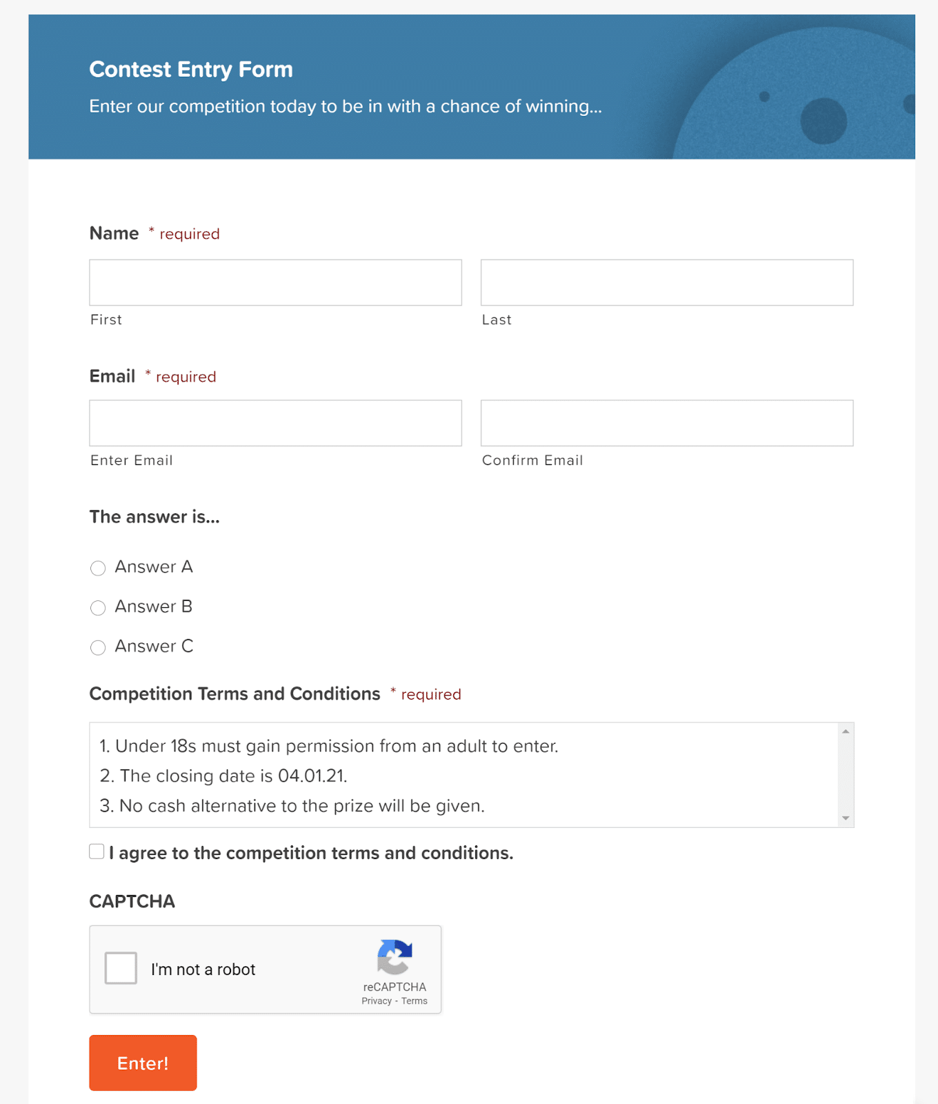 Gravity Forms example form