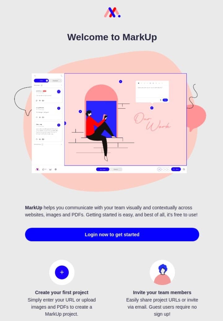 An example of a welcome email from MarkUp