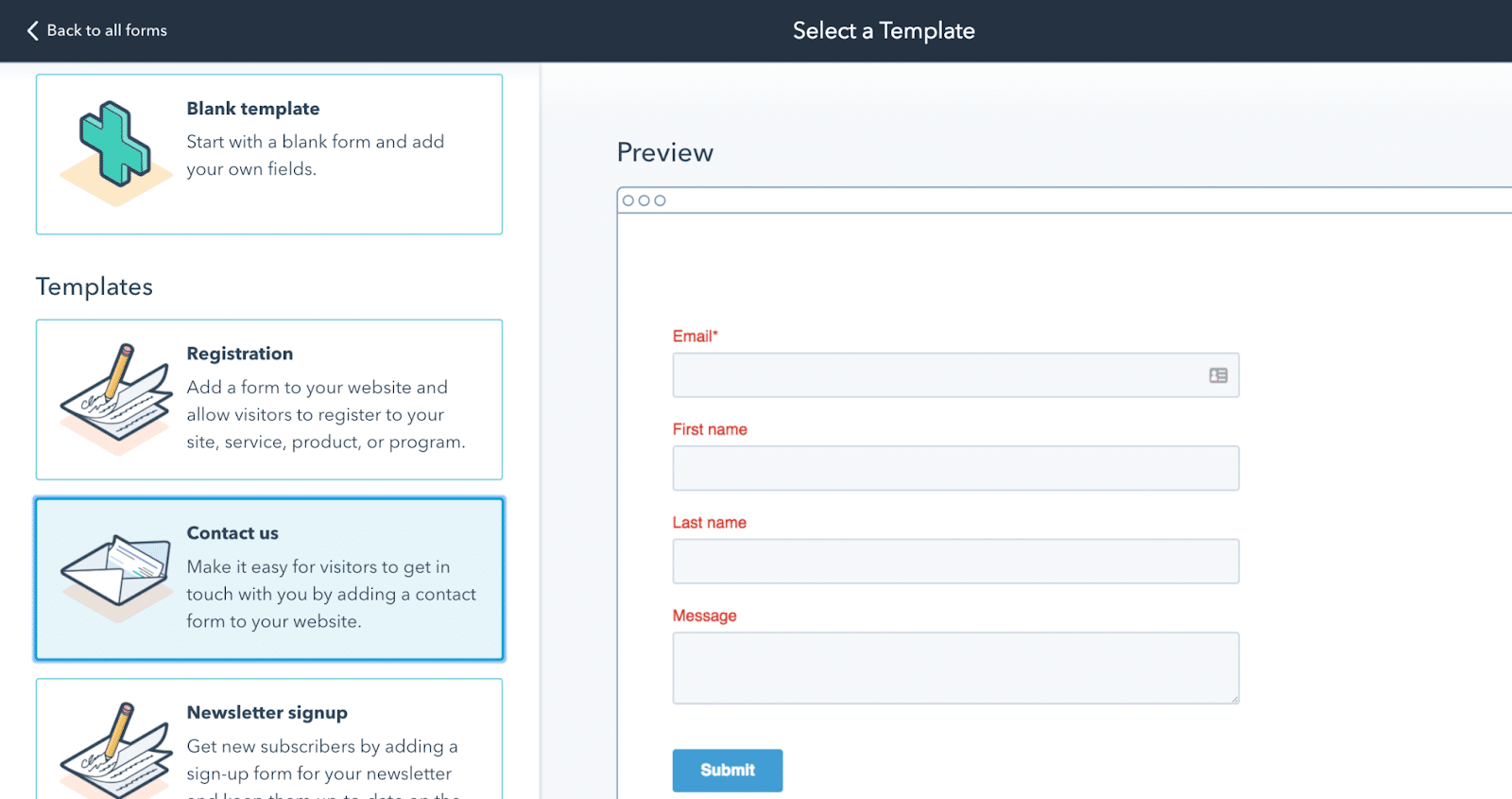 HubSpot Forms form builder