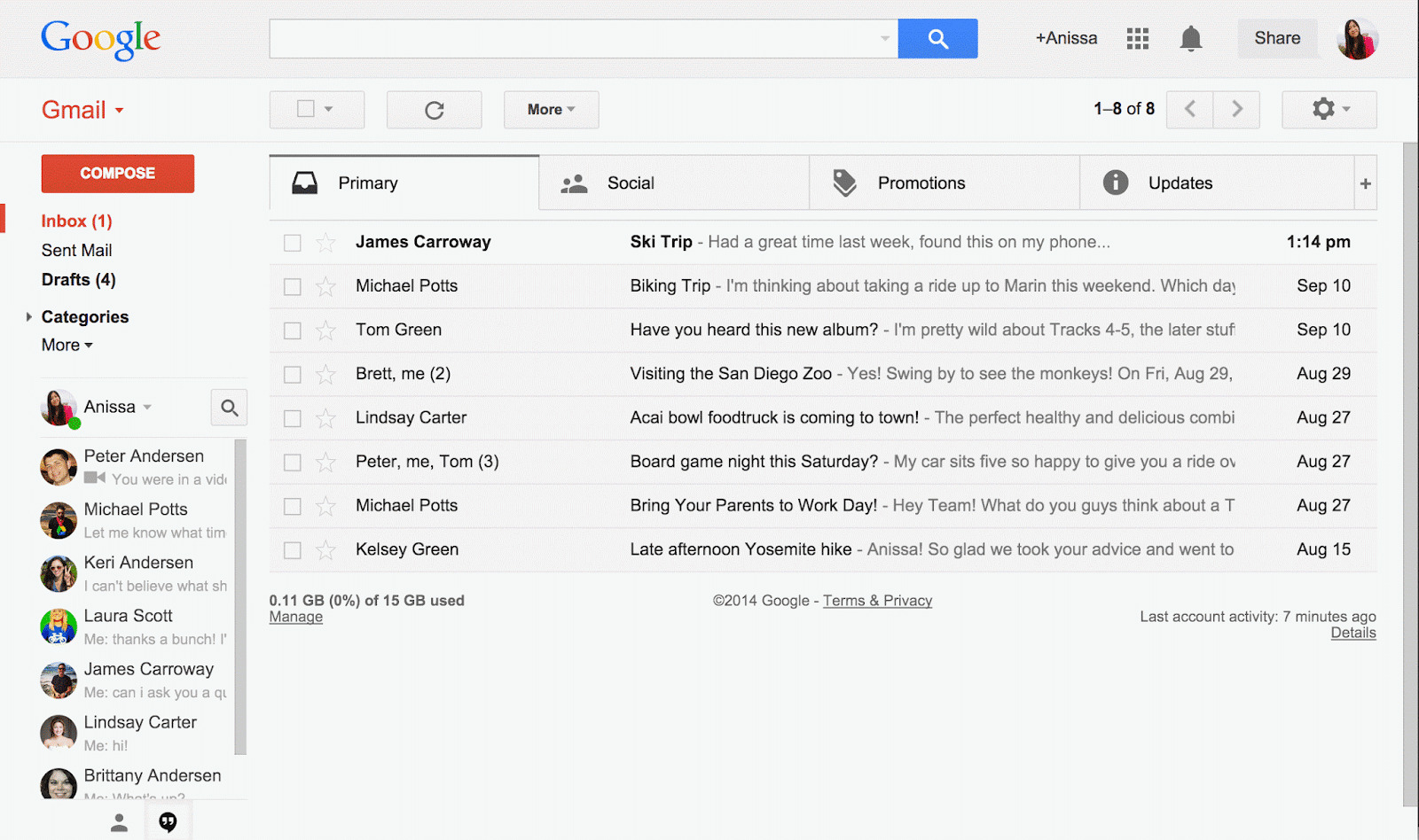An image of a Gmail inbox