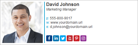 Email signature example with social icons