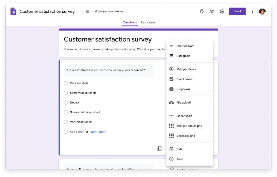 Creating a form in Google Forms