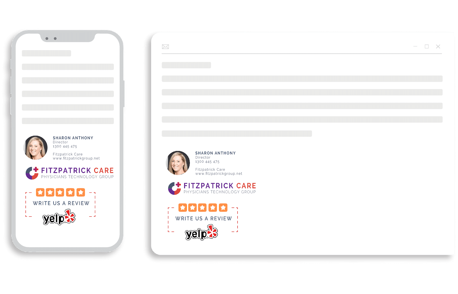 Email signature on desktop and mobile