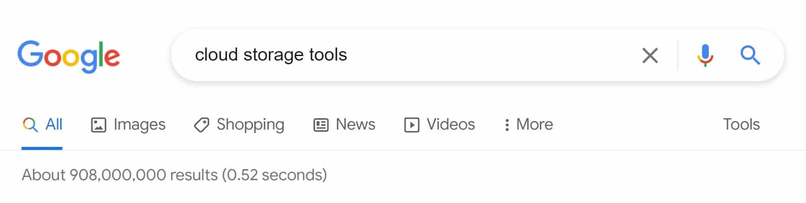 Results for the Google search "cloud storage tools"