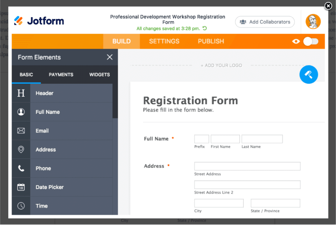 Jotform form builder