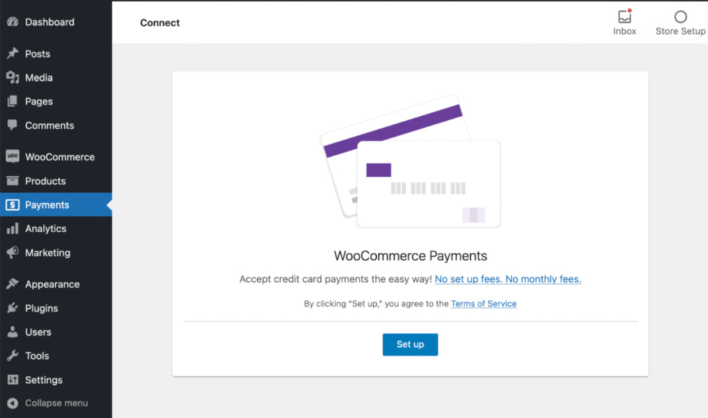 WooCommerce Payments set up page.