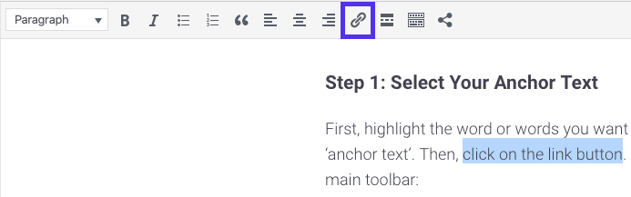 The Add Link button in the Classic Editor