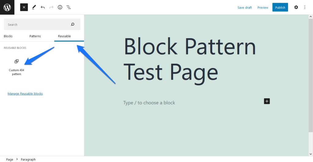 add reusable block patterns to wordpress editor