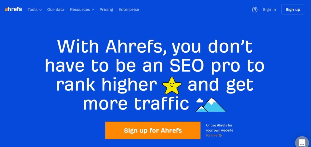 Ahrefs homepage