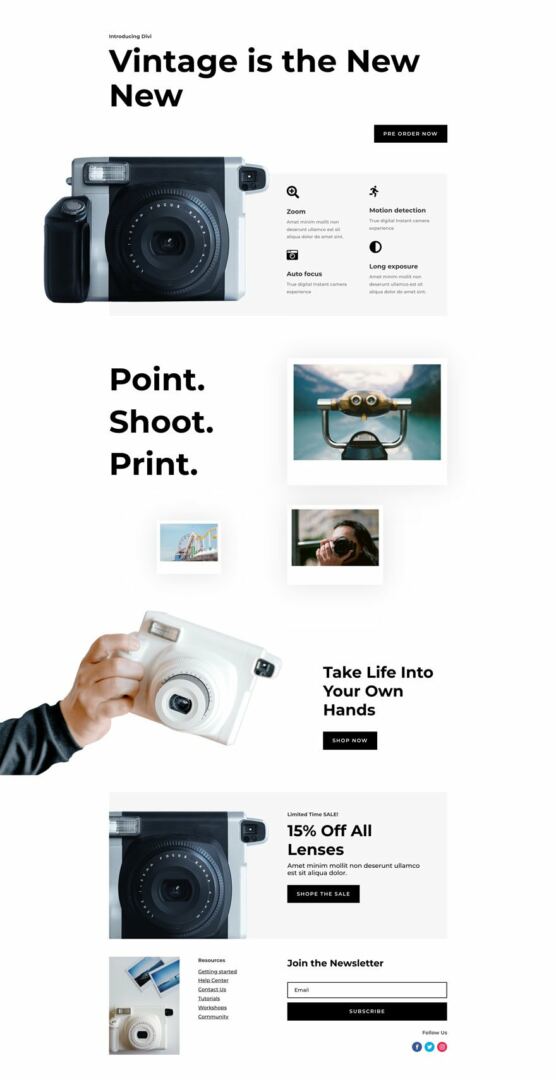 camera product website