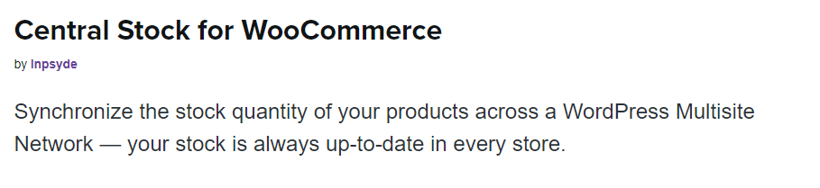 Central Stock for WooCommerce extension
