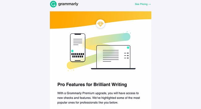 context marketing example: grammarly segmented email