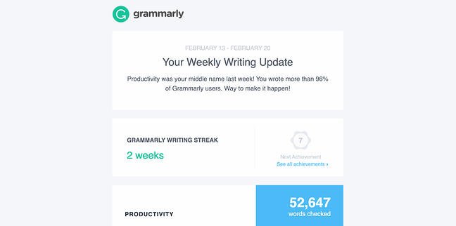 context marketing example: grammarly second segmented email