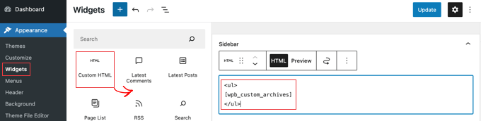 Adding Shortcode to a Custom HTML Widget