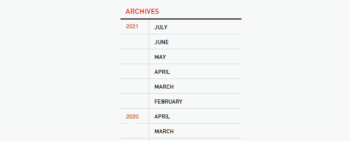 Displaying Monthly Archives Arranged by Year