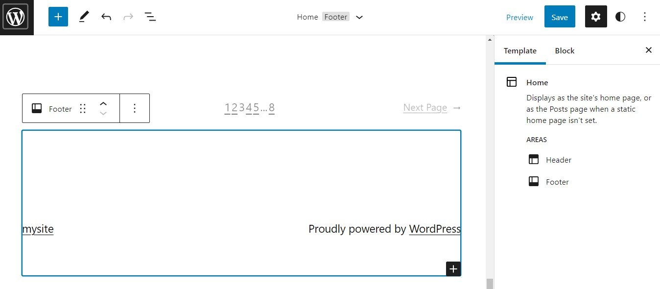 Editing the footer in the WordPress theme editor