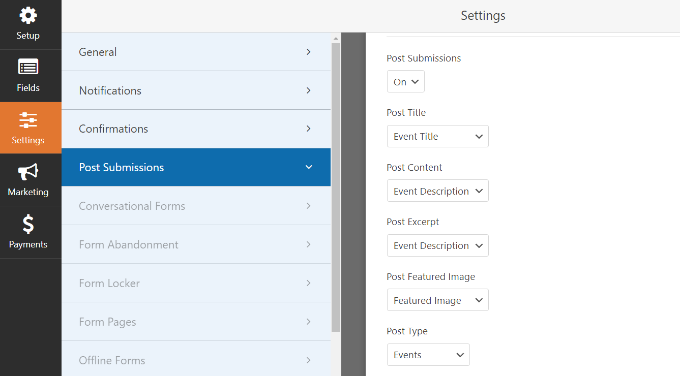 Ensure post submission is on and match metadata