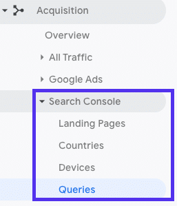 Search Console data in Google Analytics