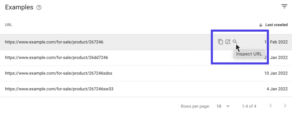 Inspect URL Google Search Console.