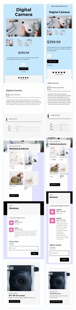 divi camera product page template