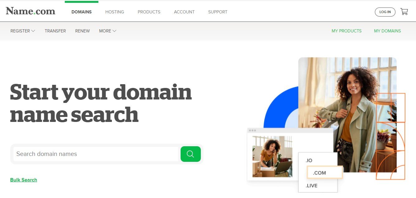 Name.com domain page