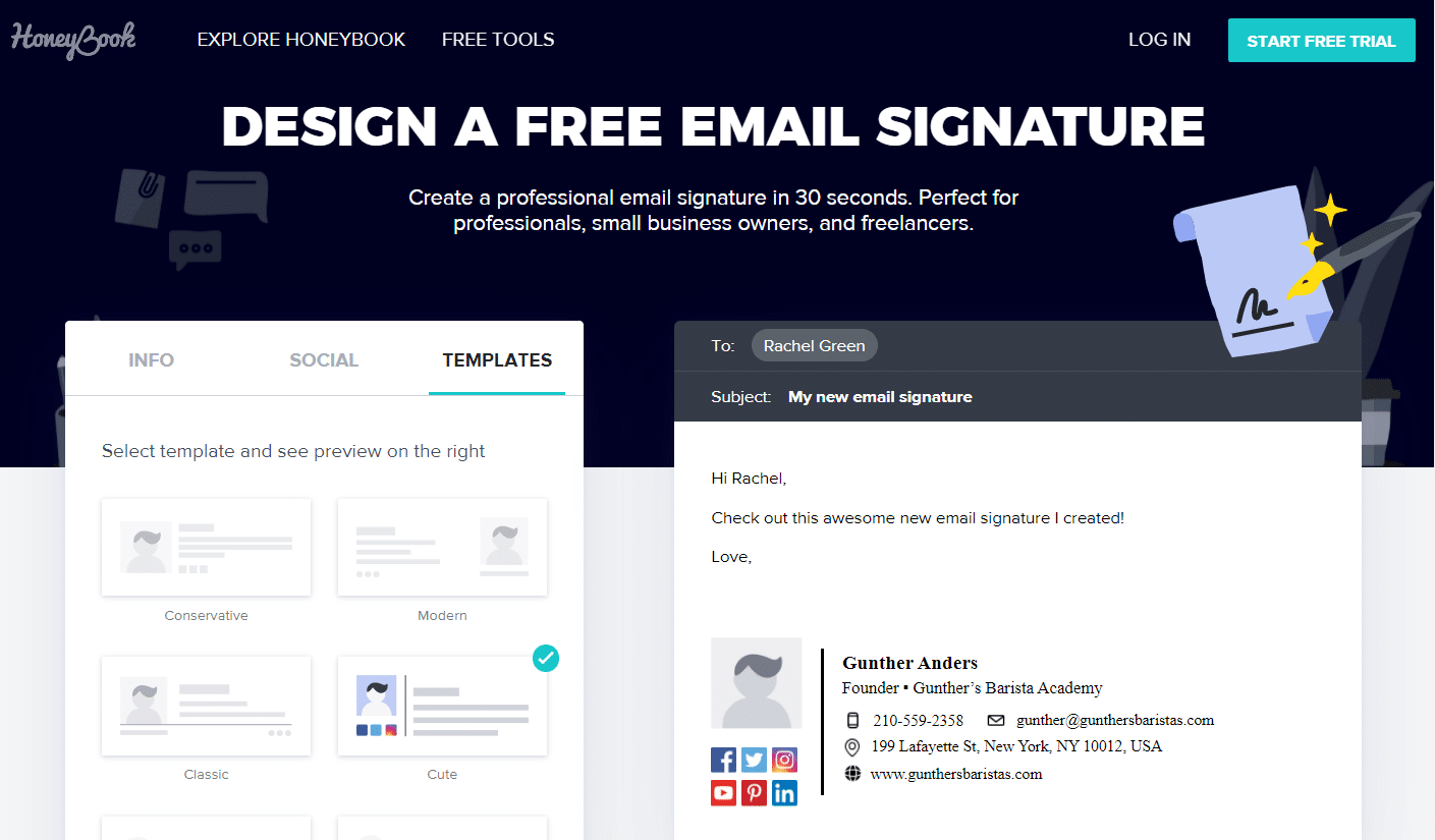 HoneyBook email signature generator