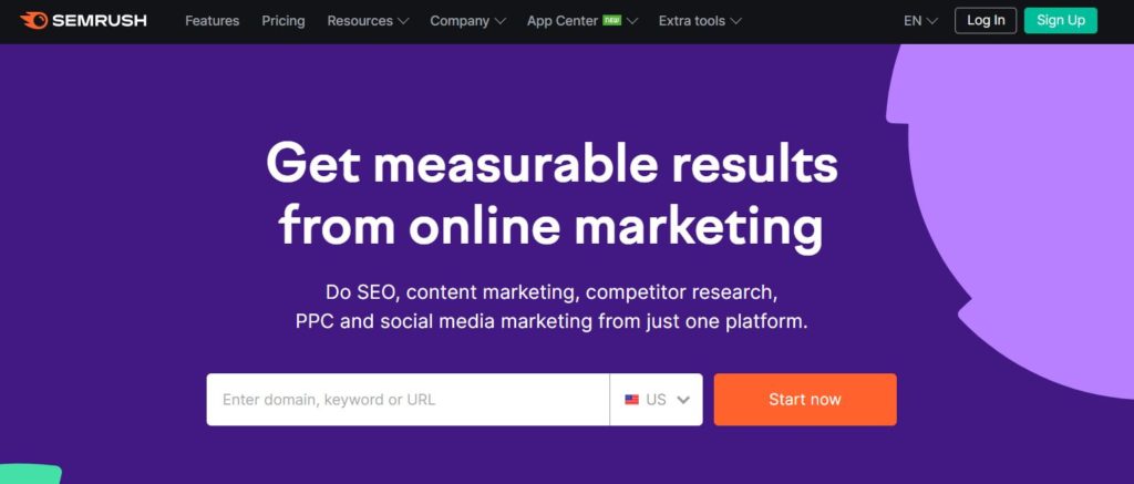 Semrush homepage