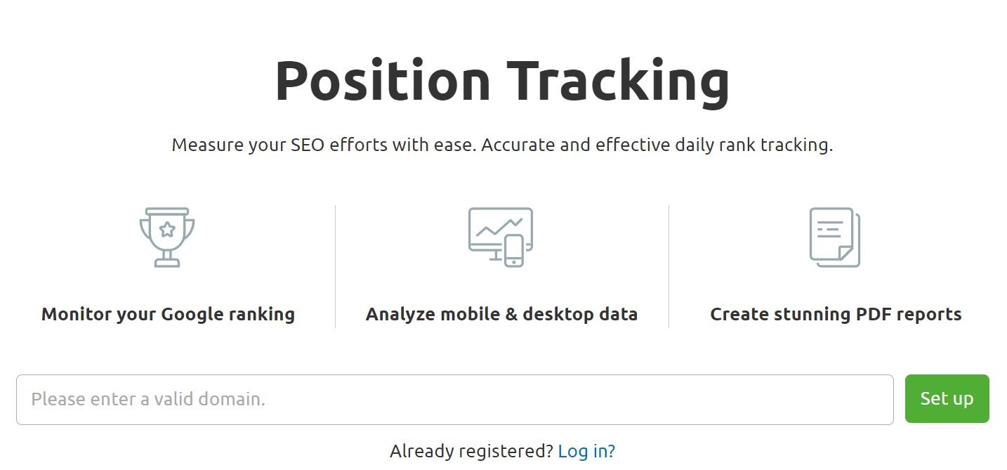 Semrush Position Tracking tool. 