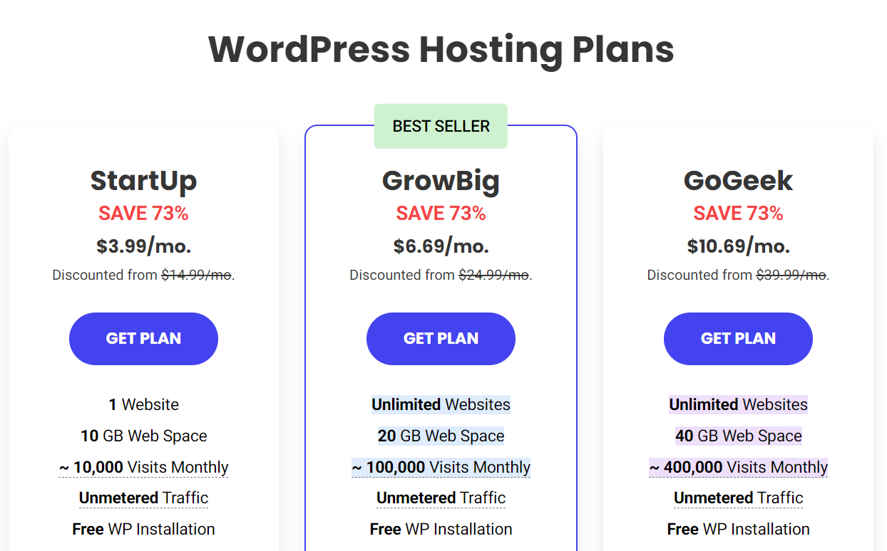 SiteGround managed hosting plans