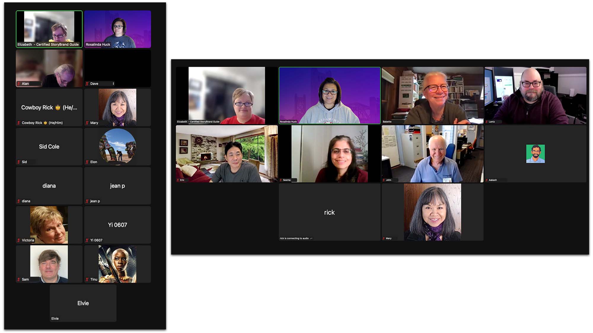 Divi Sacramento screenshot of virtual attendees at January 2022 meetup