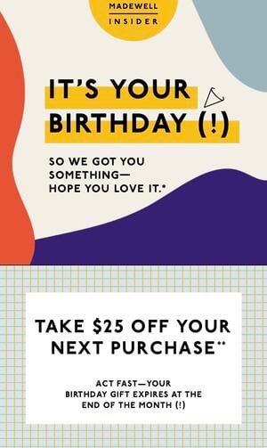 Madewell happy birthday email