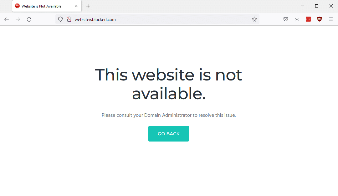 A screenshot of a blocked website