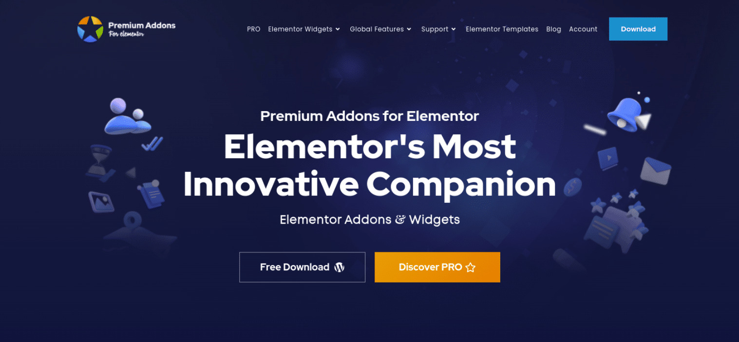 Premium Addons for Elementor homepage