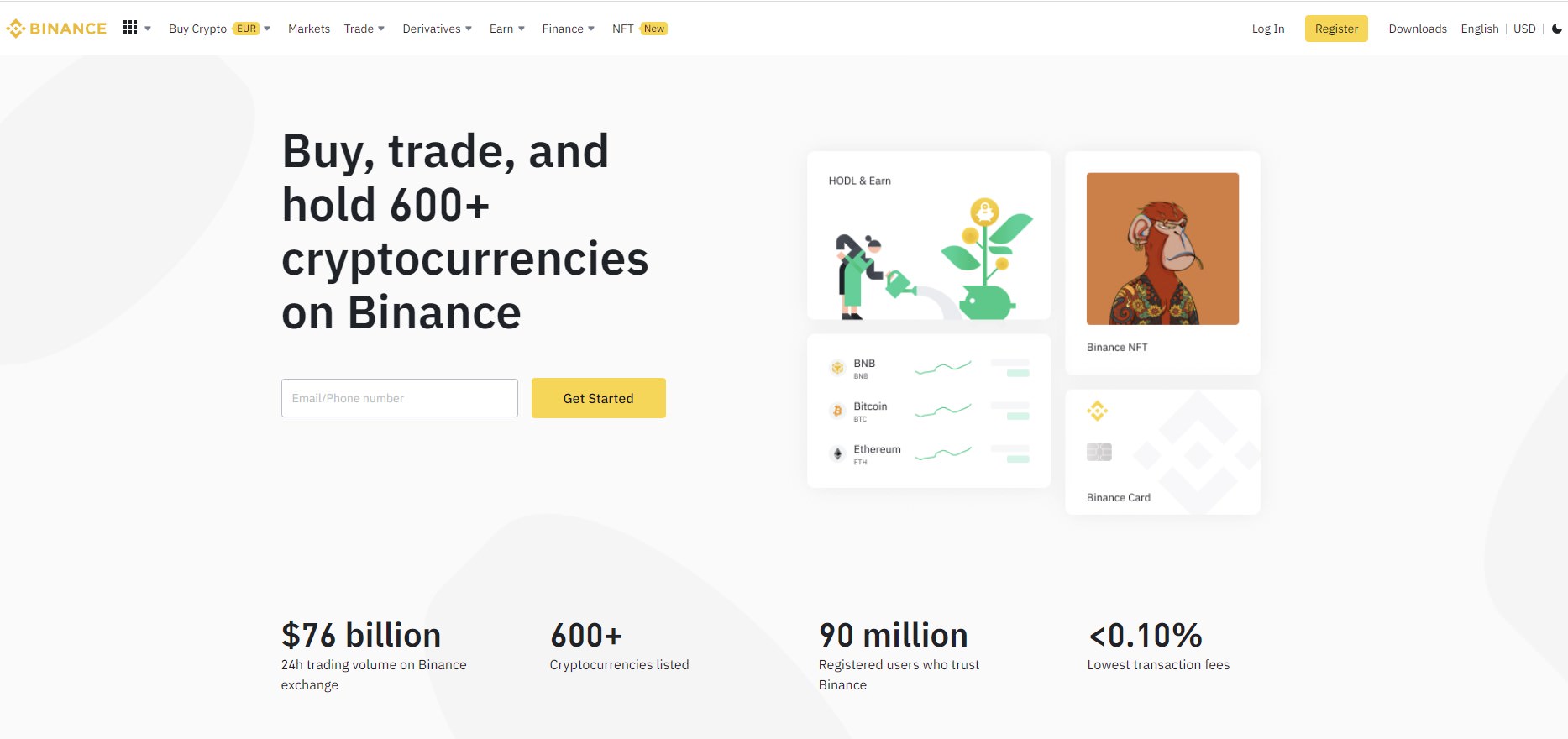 Binance homepage