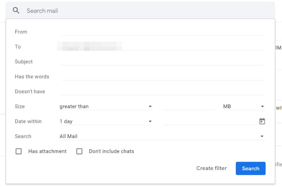 Creating a filter in Gmail