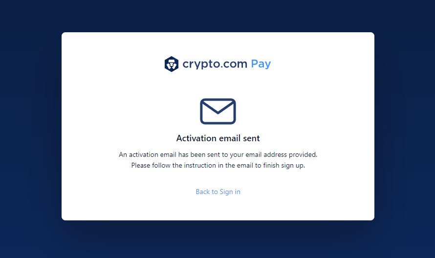 Crypto.com Pay registration procedure