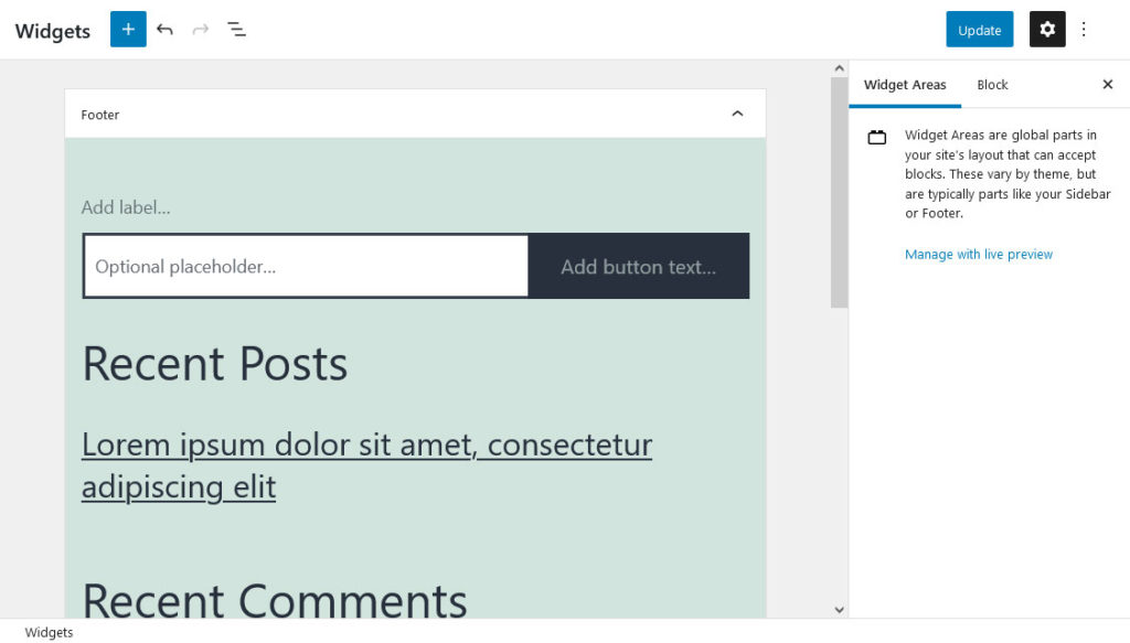 add content to website footer via widgets in wordpress