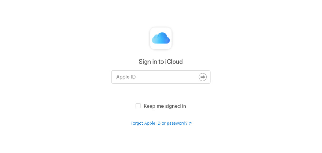 The iCloud Mail signin page.