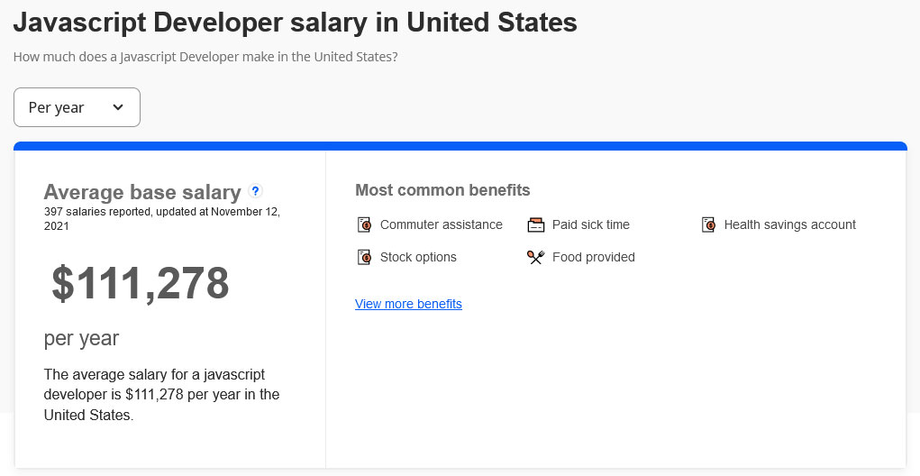 javascript developer salary united states 2021