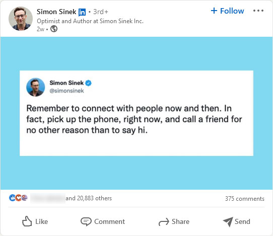 social media trends 2022 linkedin influencer: example simon sinek 