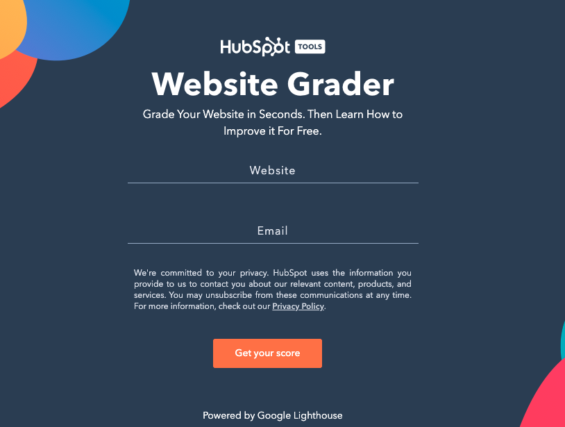 Best Conversion Rate Optimization Tools for CRO Analytics: HubSpot website grader