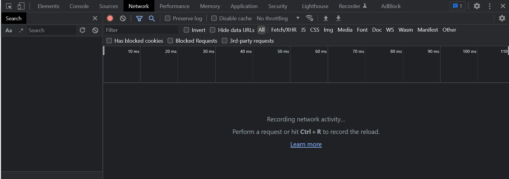 Chrome Network developer tools